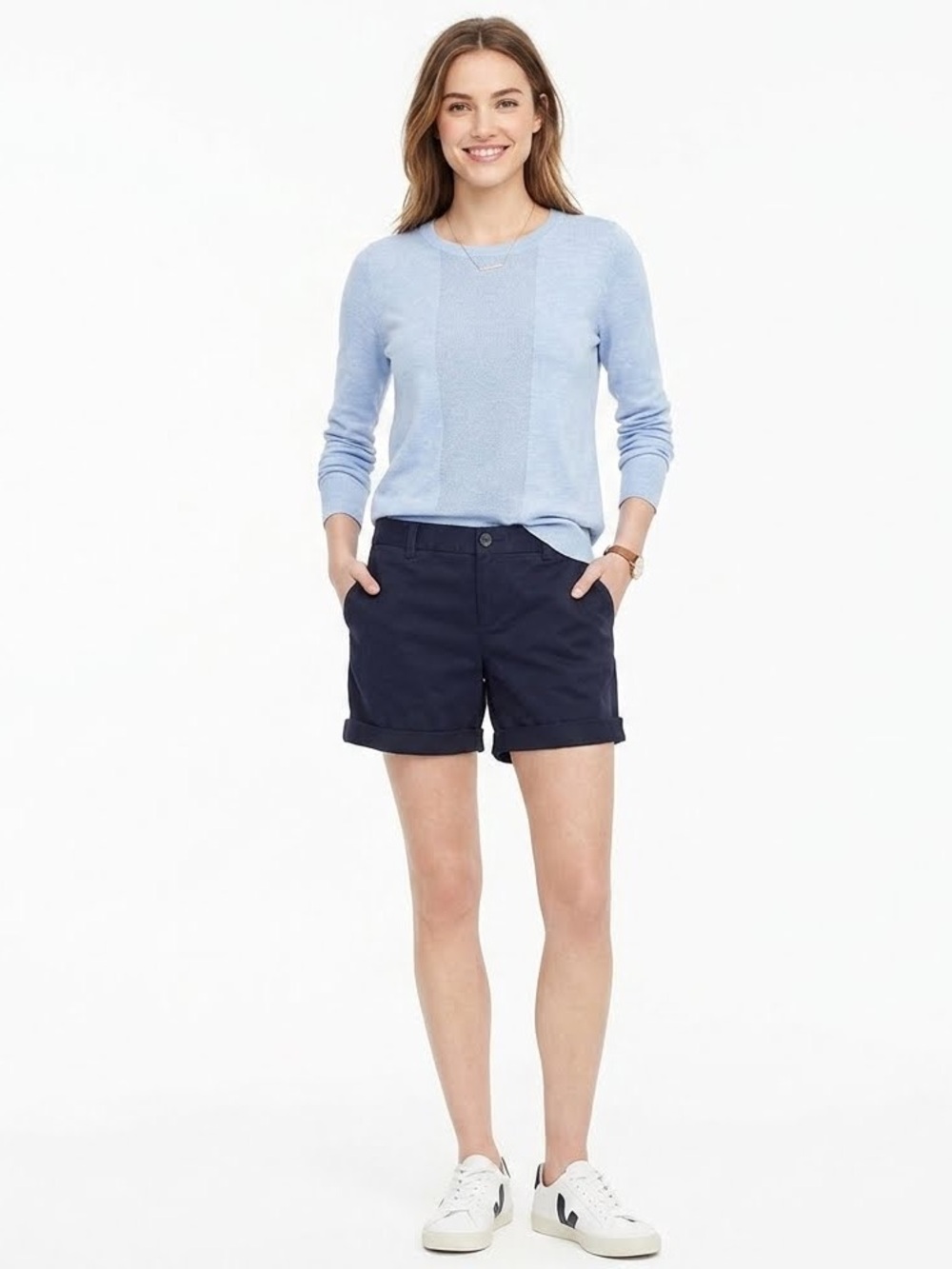Banana Republic City Chino Cuffed Shorts - Navy Blue - US 6